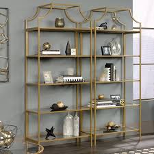Damon Etagere Bookcase Bookcase Decor Glass Bookcase Gold Shelves