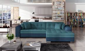 Canape D Angle Convertible 4 Places En Tissu Turquoise Et Bleu Avec Meridienne Cote Droite Canape Angle Convertible Canape Angle Canape Turquoise