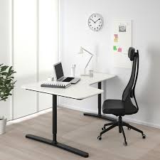 Bekant مكتب زاوية يسار أبيض أسود Ikea