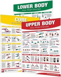 Laminated Bodyweight Workout Set Of Posters Charts