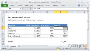 Excel Formula Get Amount With Percentage Exceljet