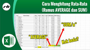 Cara Menghitung Nilai Rata Rata Di Excel Rumus Average Sum Youtube