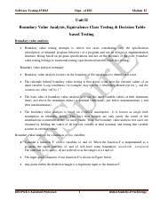 It can be asked in exam only if options are given. 1529640180709 St Module 2 Notes Software Testing 15is63 Dept Of Ise Module Ii Unit Ii Boundary Value Analysis Equivalence Class Testing Decision Course Hero