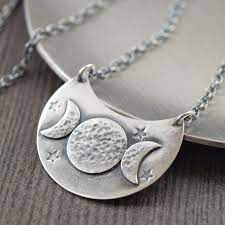 Triple Moon Goddess Necklace Triple Goddess Necklace Crescent Moon Necklace Sterling Silver Neck Triple Goddess Necklace Goddess Necklace Moon Goddess Necklace