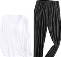 Women's Cotton Modal Pajama Set Build in Bra T-Shirt Long ...
