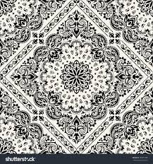 Black And White Paisley Bandana Vector Ornament Paisley Seamless Bandana Print Silk Neck Scarf Or Kerchief Square Pattern Design Style For Print On Fabr Bandana Print Paisley Stencil Bandana