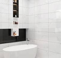 Waterproof 300x600 Leaf Shape Ceramic Floor and Wall Scandinavian Style White Bathroom Tiles