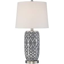 Sold and shipped by lamps plus. 360 Lighting Southwest Accent Table Lamp White Gray Ceramic White Drum Shade Living Room Bedroom Bedside Nightstand Office Family Target