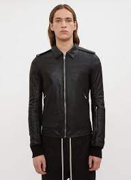 Rick Owens Rotterdam Leather Jacket In Black Ln Cc Jackets Leather Jacket Black