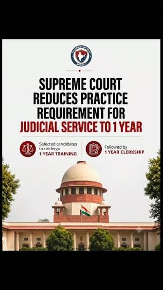 ⚖️ सुप्रीम कोर्ट का बड़ा फैसला: न्यायिक सेवा भर्ती नियमों में संशोधन! ⚖️, सुप्रीम कोर्ट ने न्यायिक सेवा (Judicial Service) में प्रवेश के लिए 3 साल की वकालत के अनिवार्य नियम में बड़ा बदलाव किया है। ...