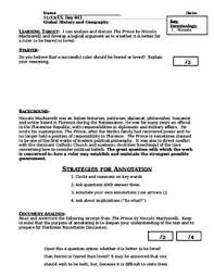 Day 045 The Renaissance Niccolo Machiavelli And The Prince Lesson Handout Dbq Essay Essay On Education Essay Questions