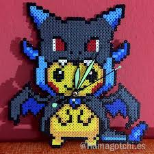 Reloj De Pikachu Charizard Realizado Con Hama Beads Estilo Pixel Art Pikachu Hama Beads Dibujos
