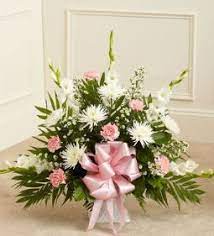 Tribute Pink White Floor Basket Arrangement Large Flower Arrangements Funeral Floral Funeral Flower Arrangements