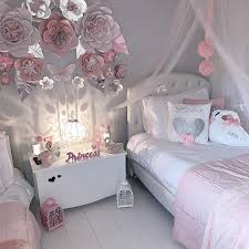 Pretty Grey And Pink Girls Bedroom With Beautiful Paper Flowers On The Wall Girlsbedroom Bedroom Pink Bedroom Decor Kids Bedroom Decor Pink Bedroom For Girls