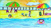 رسم شاطئ البحر خطوة بخطوة, رسم البحر و شاطئ البحر للمبتدئين، تعليم الرسم  بطريقة سهلة و بسيطة للأطفال - YouTube