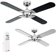 Fandeliers are ideal for smaller size installations or multiple installations in a larger area. Minisun 42 Metal Brushed Chrome Modern Propeller Design Ceiling Fan With 4 X Black Blades A Handy Remote Control Amazon Co Uk Lighting
