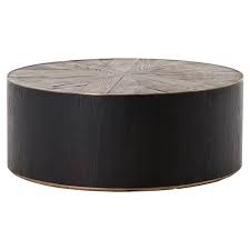 Oldman Rustic Lodge Black Brown Round Oak Wood Coffee Table Round Drum Coffee Table Drum Coffee Table Oak Coffee Table