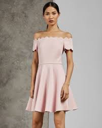 Bardot Scallop Skater Dress Light Pink Dresses Ted Baker Row
