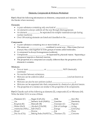 This classifying matter worksheet will help your kids learn how to classify matter into mixtures and pure substances. Elements Compounds And Mixtures Worksheet Lbwomen
