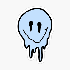 Pastel Blue Drippy Smiley Face Sticker By Zarapatel Face Stickers Poster Stickers Cool Stickers