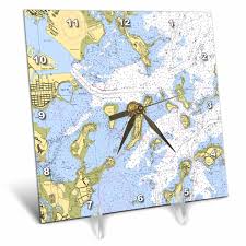 3drose Print Of Boston Harbor Nautical Chart Desk Clock 6 By 6 Inch