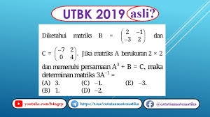 Check spelling or type a new query. Soal Asli Utbk 2019 Matematika Saintek Determinan Matriks Youtube