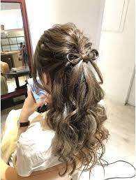 シエル hair terrace ciel 可愛い紐リボンハーフアップ ヘアスタイリング 結婚式 ヘアスタイル お呼ばれ ロング 結婚式 ヘアスタイル お呼ばれ