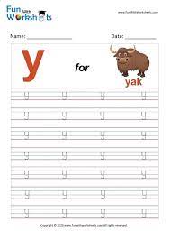 trace alphabets small letter y free printable worksheets