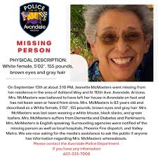 MISSING PERSON‼️ Avondale Police continues to work diligently to locate  Mrs. McMasters. Avondale Police is sharing this home security camera video,  which shows Mrs. McMasters