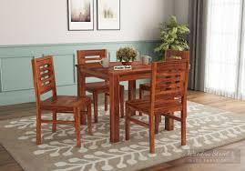 It doesn't take a lot of space perfect if you need to use your patio for other things the rest of the time. Buy Janet 4 Seater Dining Table Set Honey Finish Online In India Wooden Street