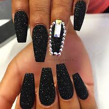 Glow in the dark nails. 3 Black Glitter Acrylic Nails 44 Nail Art Designs 2020