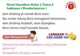 Check spelling or type a new query. Lengkap Kunci Jawaban Tematik Kelas 2 Tema 5 Subtema 1 Pembelajaran 1 Simple News Kunci Jawaban Lengkap Terbaru