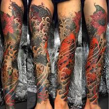 First Tattoo Koi Leg Sleeve By Darren Brauders Of Colour Works Tattoo Dublin Ireland 26 Hours Fresh Tattoos For Guys Koi Tattoo Sleeve Trendy Tattoos