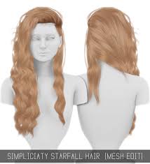Starfall Hair Mesh Edit Sims 4 Sims Hair Sims 4 Curly Hair