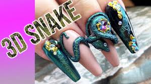 3d Acrygel Snake Nails Slytherin Nails Youtube