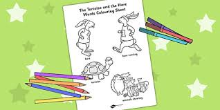 If you love tortoises and turtles. The Tortoise And The Hare Words Coloring Sheet Story Books