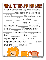 Mother and baby animals activities. Animal Mothers And Their Babies Mad Lib Woo Jr Kids Activities