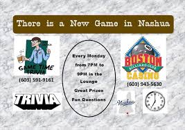 It's like the trivia that plays before the movie starts at the theater, but waaaaaaay longer. Game Time Trivia Mondays At Boston Billiard Club Casino In Nashua Boston Billiard Club Casino Nashua 12 April To 27 April
