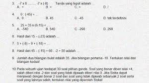 Pengertian bilangan bulat adalah himpunan yang terdiri dari bilangan bulat negatif, nol dan positif. Soal Matematika Kelas 6 Kd 3 2 Operasi Hitung Bilangan Bulat Negatif Sekolahdasar Net