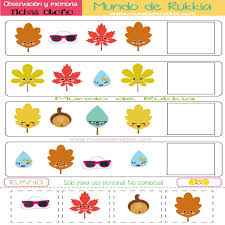 Descubre los juegos didácticos y educativos para niños preescolar que van a marcar el aprendizaje de tus pequeños.inglés y matemáticas como nunca las viste. Recorta Y Pega Fichas Otonales Observacion Y Memoria Visual Fichas Ficha De Observacion Memoria Visual