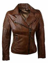 Noora Ladies Women Genuine Real Leather Slim Fit Brown Biker Jacket Ebay Short Leather Jacket Real Leather Jacket Leather Jackets Women
