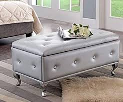 99 list list price $169.99 $ 169. Amazon Com End Of Bed Storage Bench Bedroom Benches At Foot Of Bed Stylish Solution For Your Storage Needs Color Silver Faux Leather Crystal Tufted Chrome Legs Home Kitchen