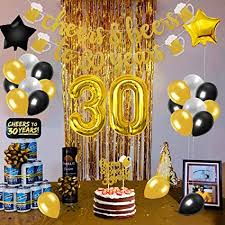 Decoracion de fiestas y cumpleaños. Amazon Com Kit De Decoracion Para Fiesta De 30 Anos Ideal Para Regalos De Fiesta Vieja Regalos De Alegre Y Cerveza A 30 Anos Decoracion Para Tartas 30 Globos De Color Dorado Color