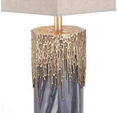 The marble mosaic is fixed on a wooden base. Casa Padrino Luxury Marble Table Lamp Gray Vintage Brass Light Gray 46 X 46 X H 78 Cm Hotel Restaurant Table Lamp Luxury Lights