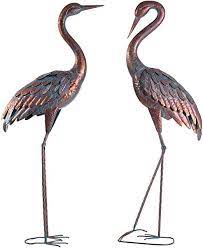 Amazon Com Kircust Garden Crane Statues Patina Heron Decoy Standing Metal Crane Sculptures Bird Yard Art For Yard Art Garden Art Sculptures Lawn And Garden