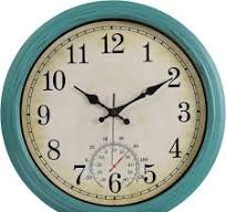 16 Inch Large Outdoor Clock, Waterproof Wall Clock with Thermometer, Battery Ope