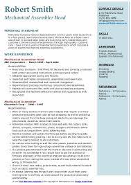 A cover letter provides a formal, written introduction to a company, a resume or a cv submission. Mechanical Assembler Resume Samples Qwikresume
