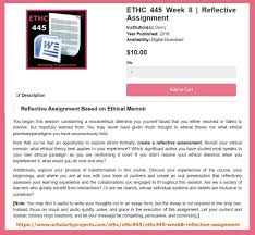 Ethc 445 Week 8 Reflective Assignment Moral Theory Reflective Assignments
