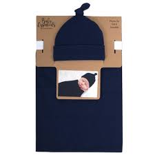 Made from waffle gauze 100. Baby Essentials Waffle Knit Swaddle And Knot Cap Navy Target