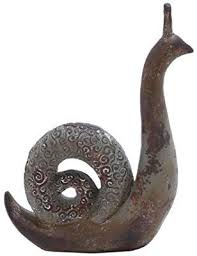 Amazon Com Ceramic Snail Statue Size 16 H X 12 W X 4 D Finish Rustic Home Kitchen Decoration Escargot Poterie